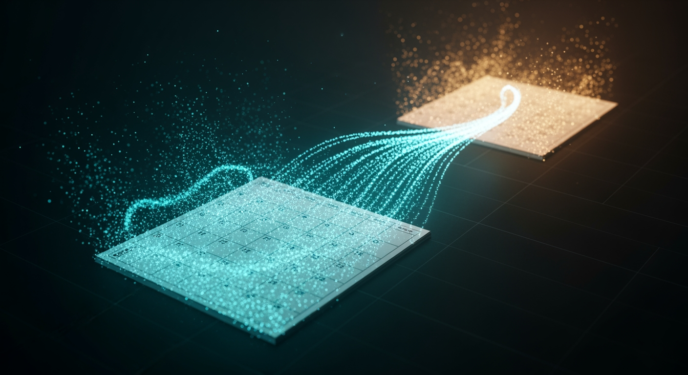 Conceptual illustration of a calendar spread: near-term premium dissolving rapidly while the far-term option retains value across time